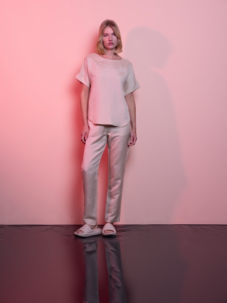 Linen pants with elastic waist