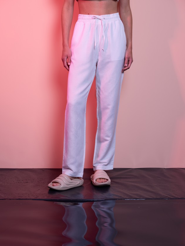 Linen pants with elastic waist
