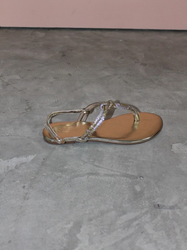 Sandals with metallic straps