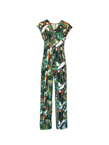 Printed cold knit jumpsuit