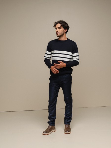 Sweater with embossed stripes