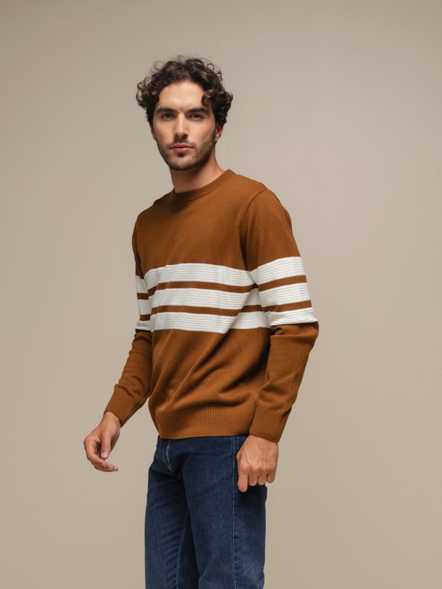 Sweater with embossed stripes