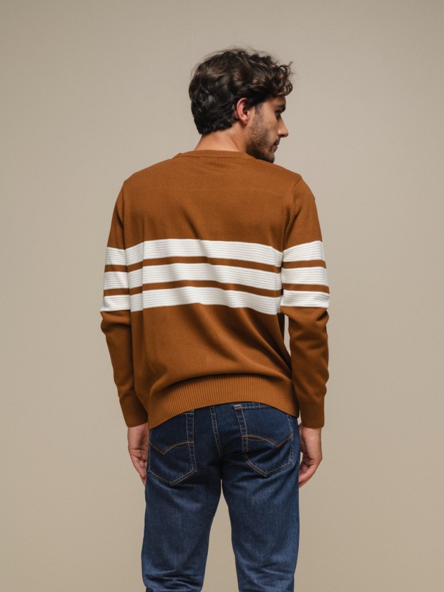 Sweater with embossed stripes