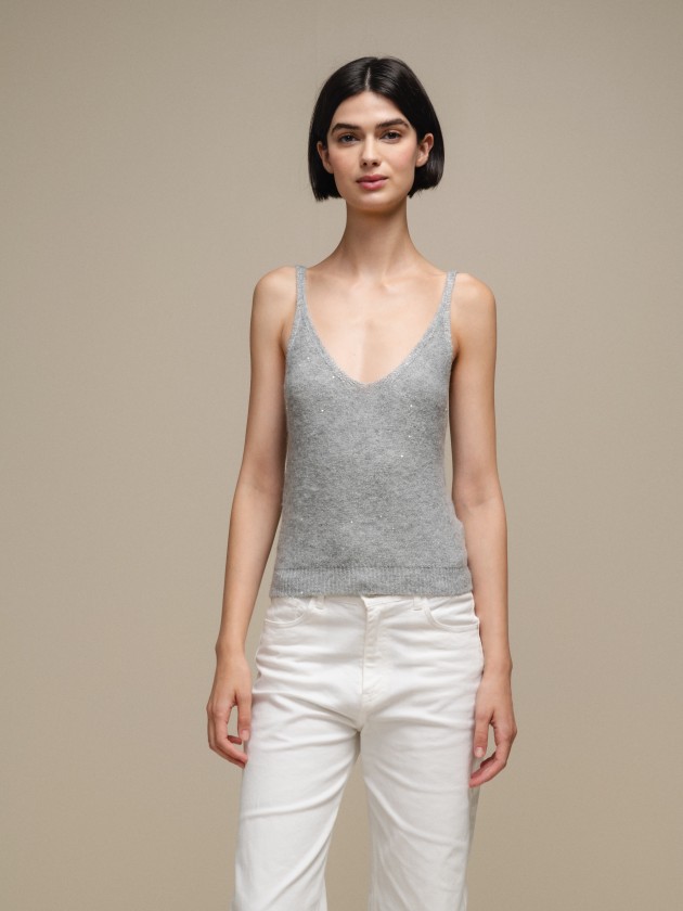 Knitwear top with straps