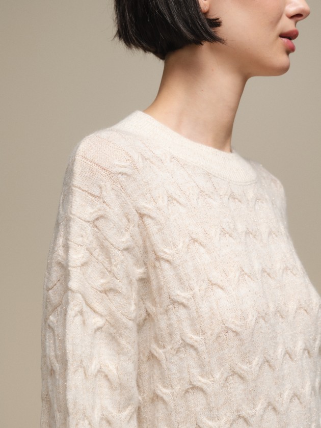 Knit sweater with round neckline