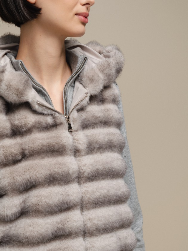 Faux fur vest with hood