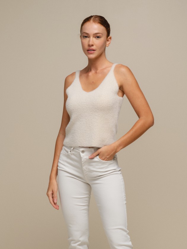 Knitwear top with straps