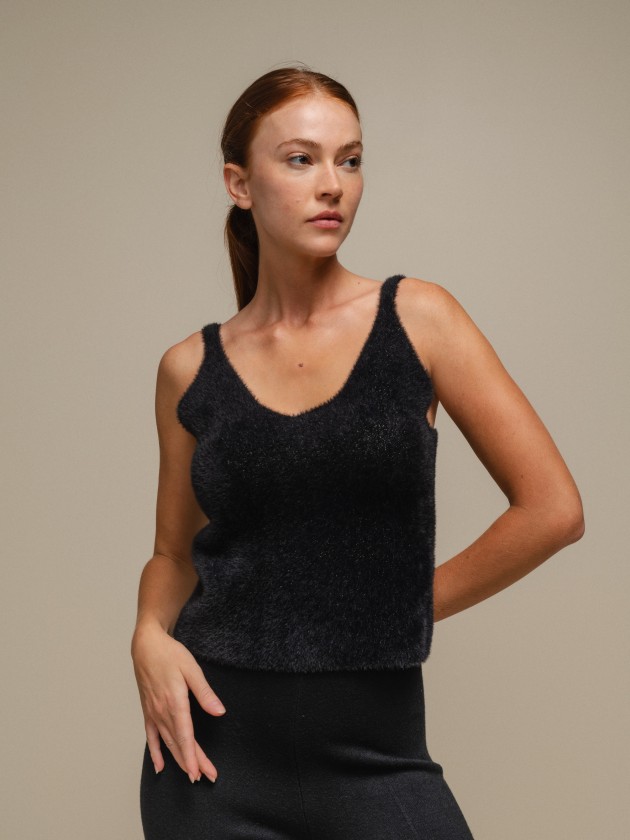 Knitwear top with straps