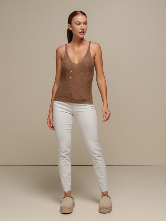 Knitwear top with straps