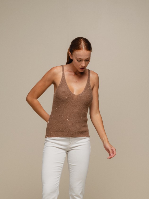 Knitwear top with straps