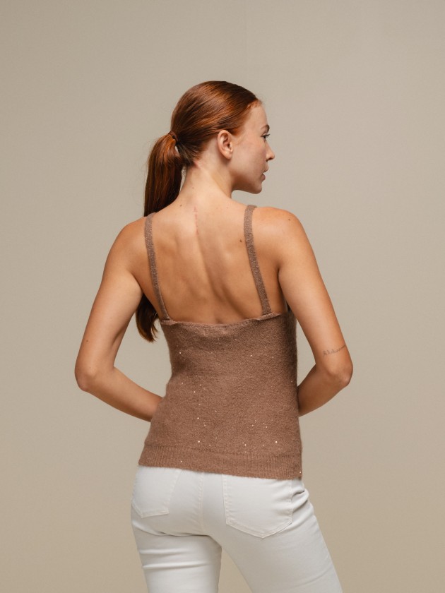 Knitwear top with straps