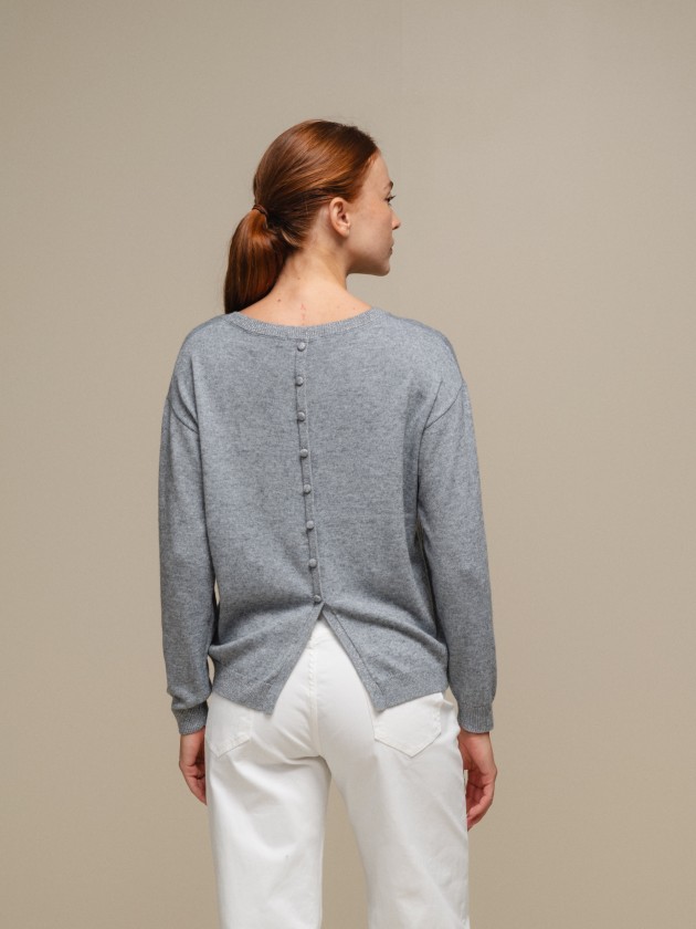 Knit sweater with pocket and round neckline