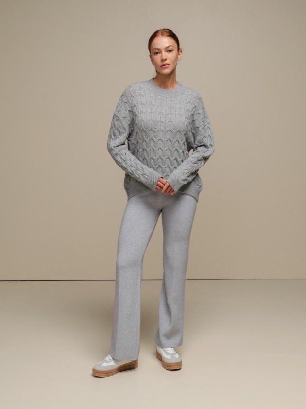 Knit sweater with round neckline