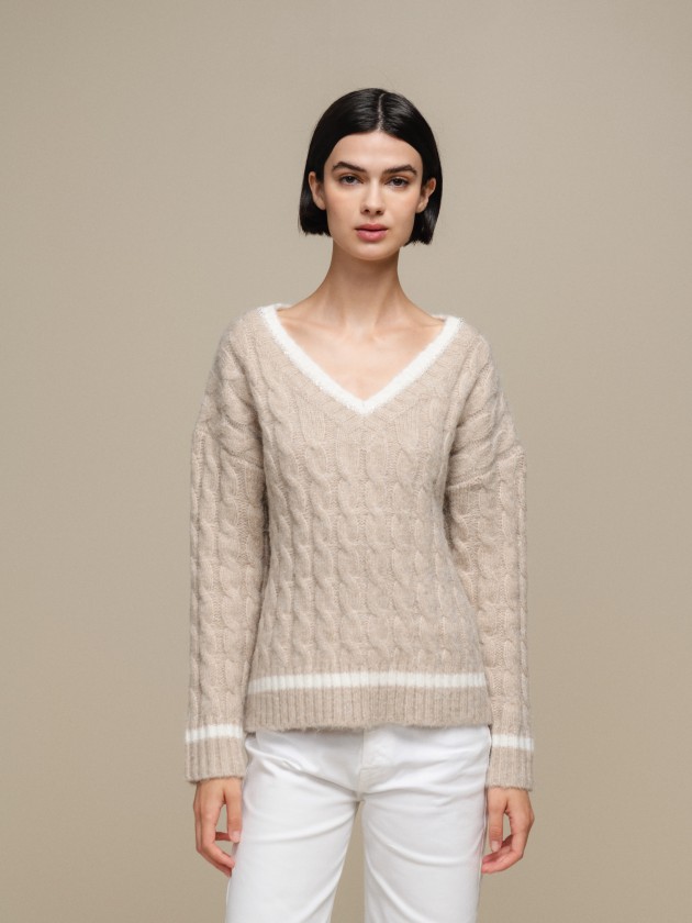 V-neck knit sweater