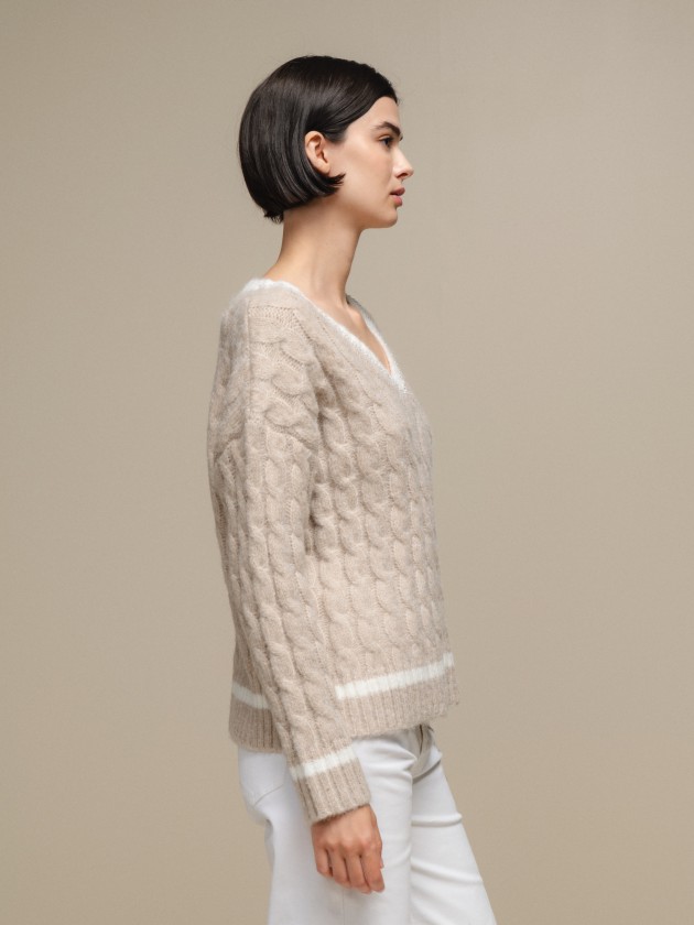 V-neck knit sweater