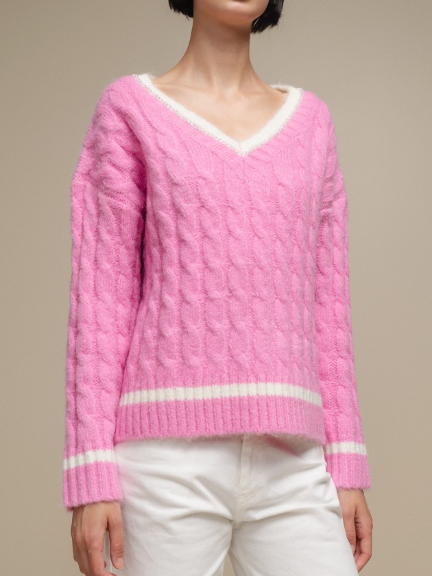 V-neck knit sweater