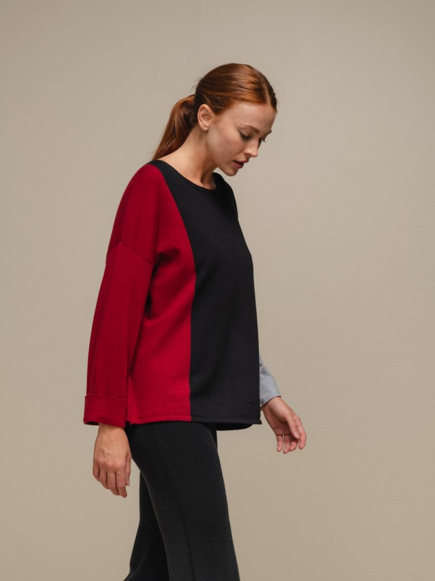 Fluid multicolor knit sweater