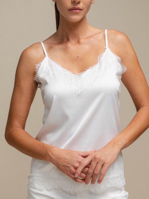 Satin top with lace details