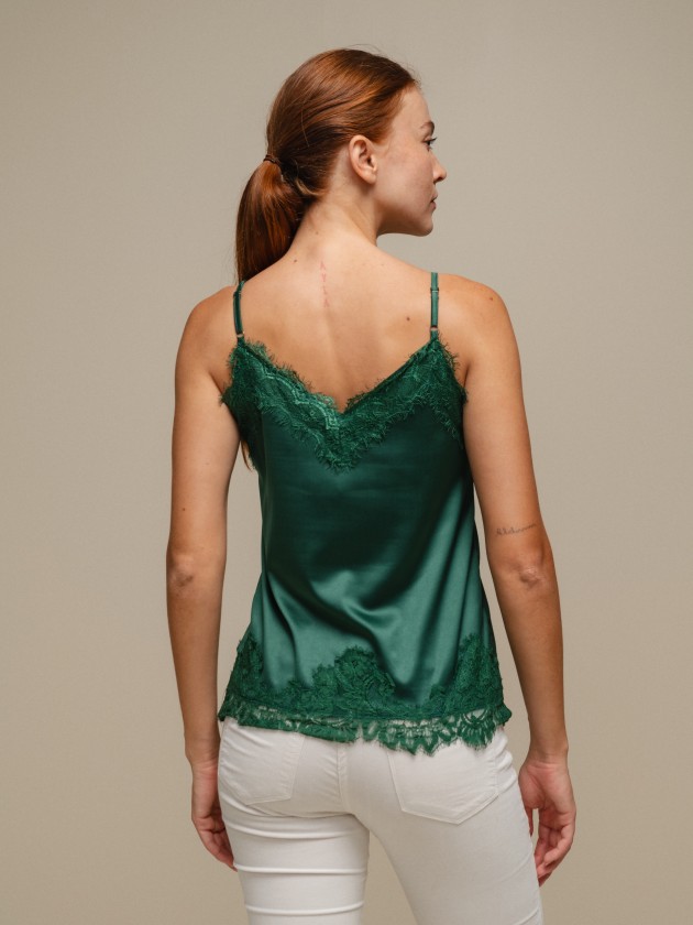 Satin top with lace details