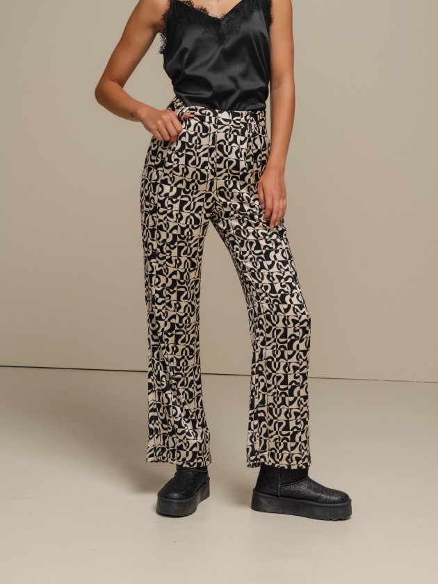 Printed satin trousers