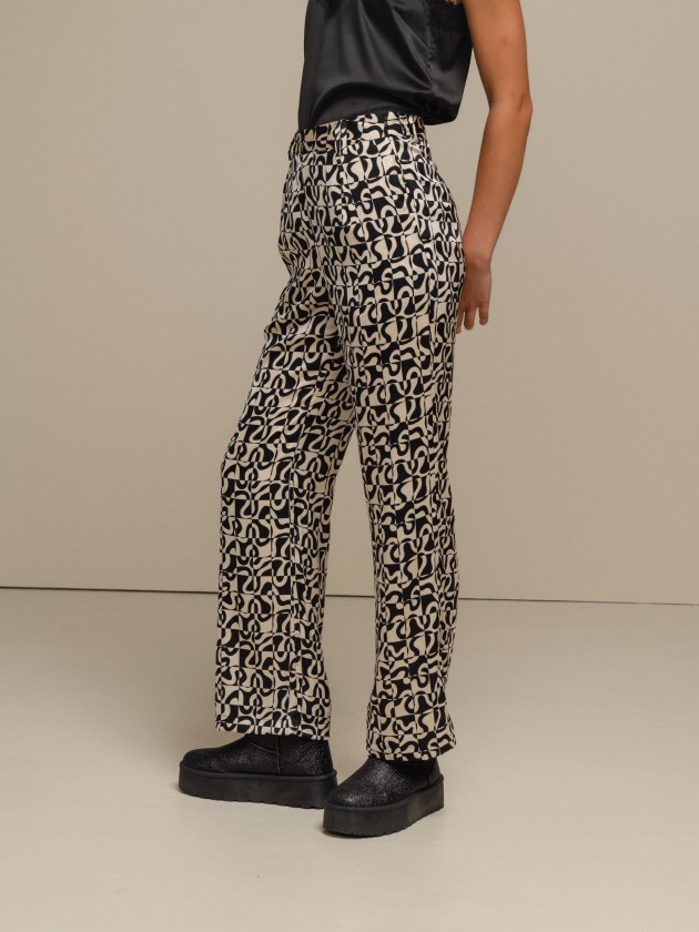 Printed satin trousers