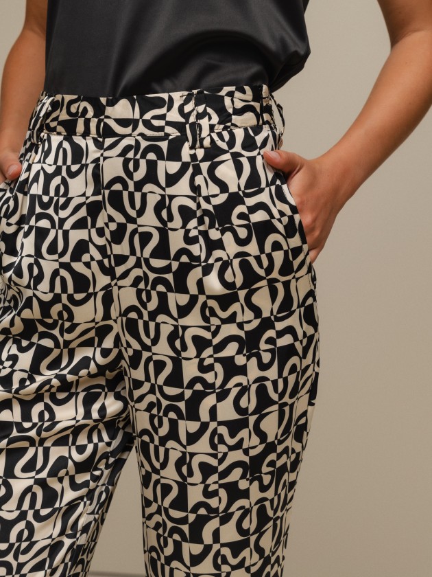 Printed satin trousers