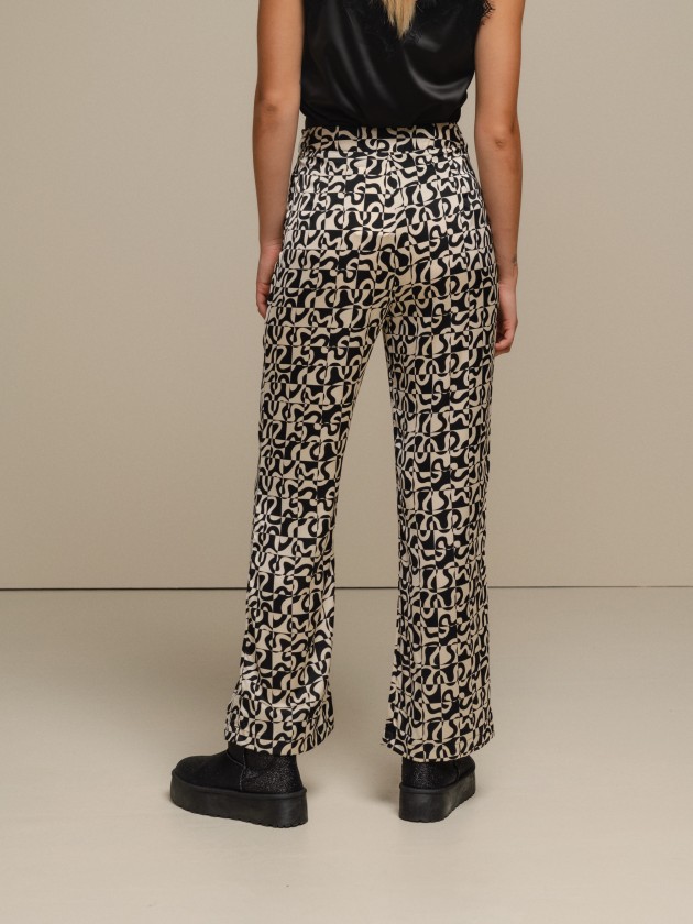 Printed satin trousers