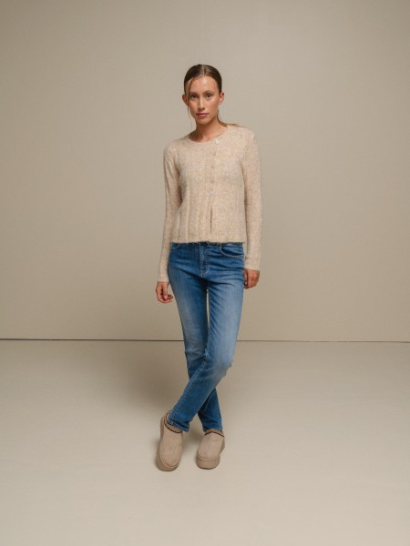 Round neckline cardigan