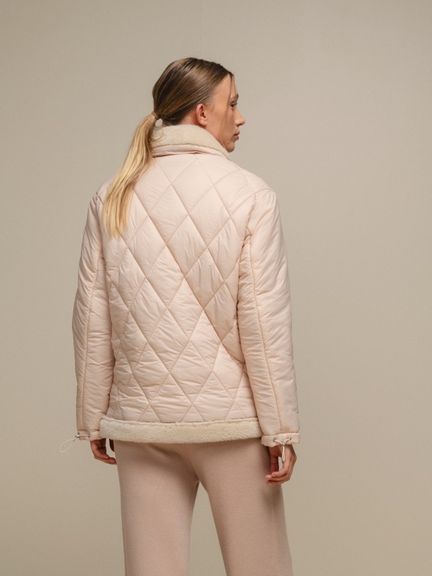 Padded jacket with suede effect details