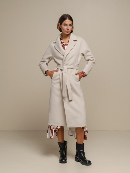 Long coat with belt