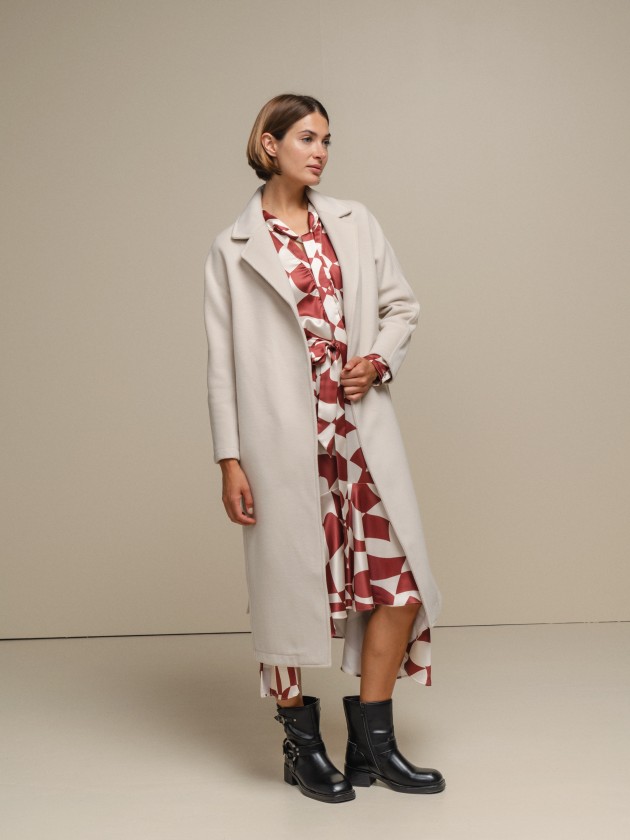 Long coat with belt