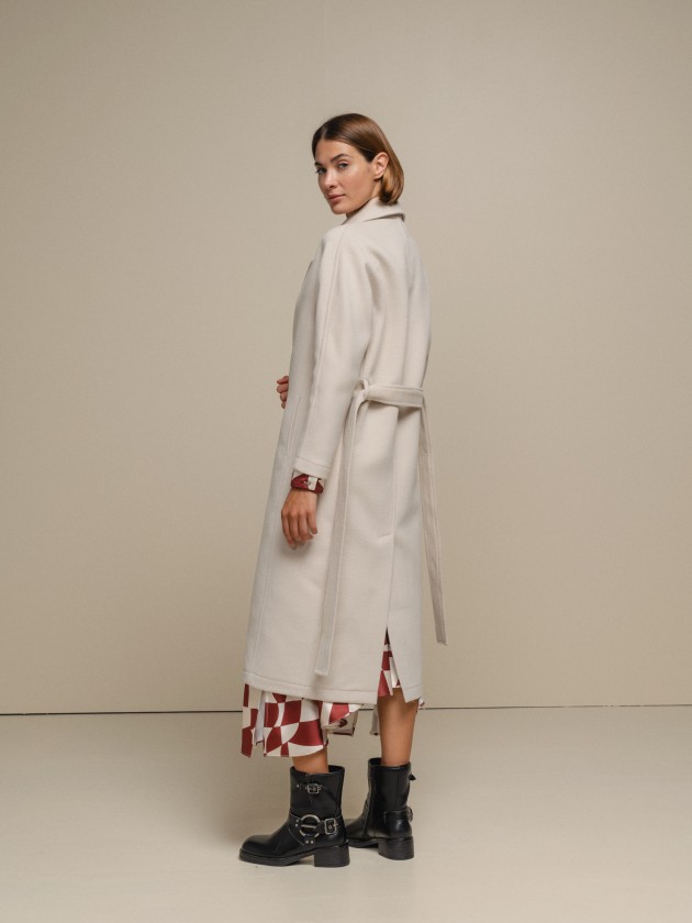 Long coat with belt