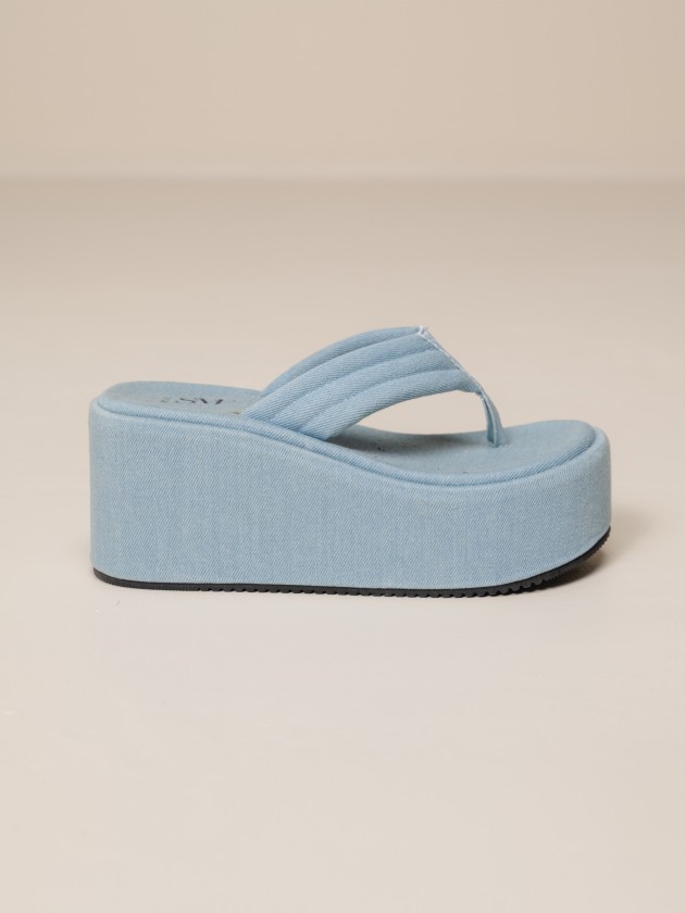 Denim platform sandals