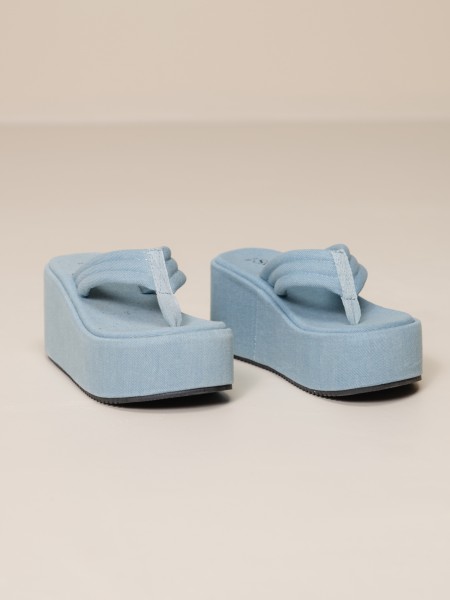 Denim platform sandals