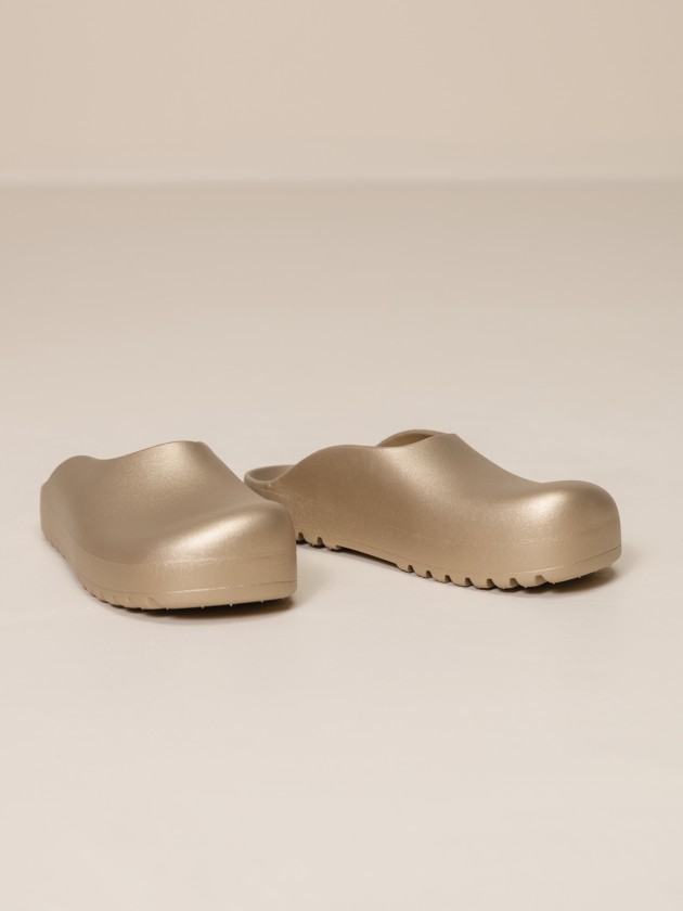 Metallic clog sandals