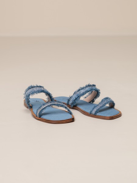 Sandals with denim straps and applications