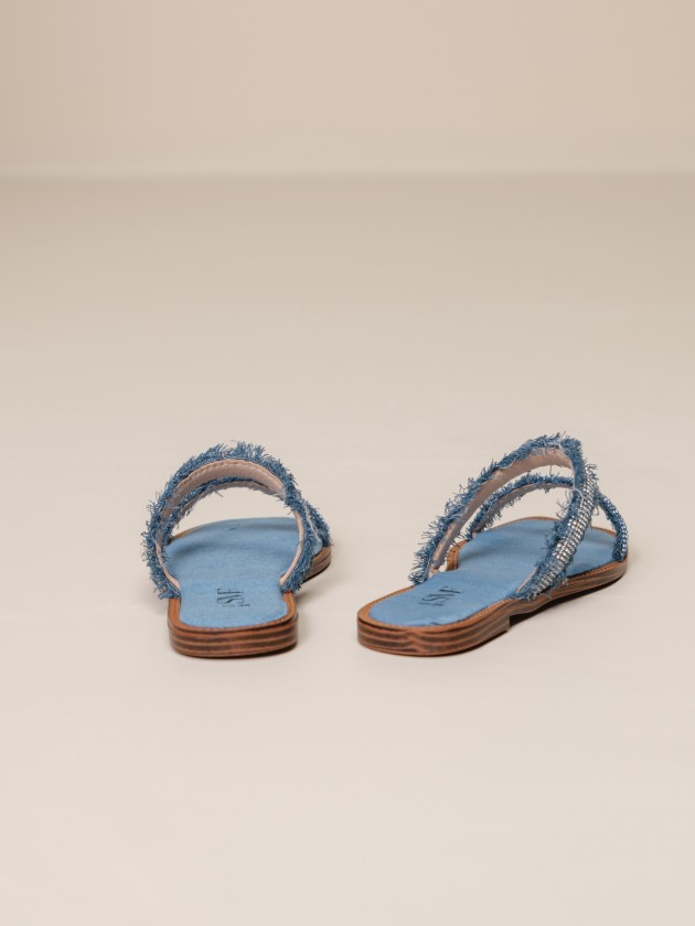 Sandals with denim straps and applications