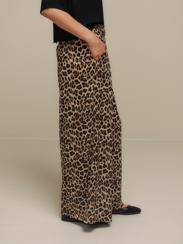 Pantalon fluide imprim animalier