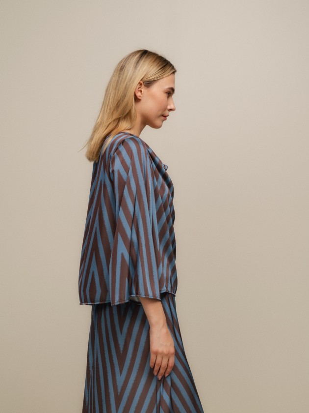 Satin blouse with geometric print