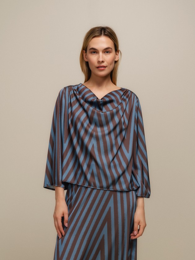 Satin blouse with geometric print