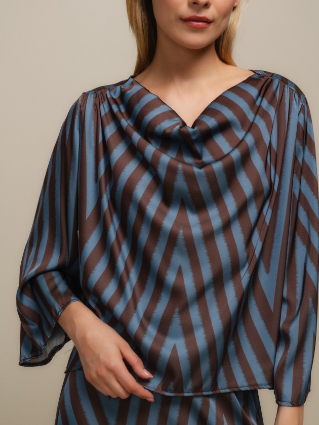 Satin blouse with geometric print