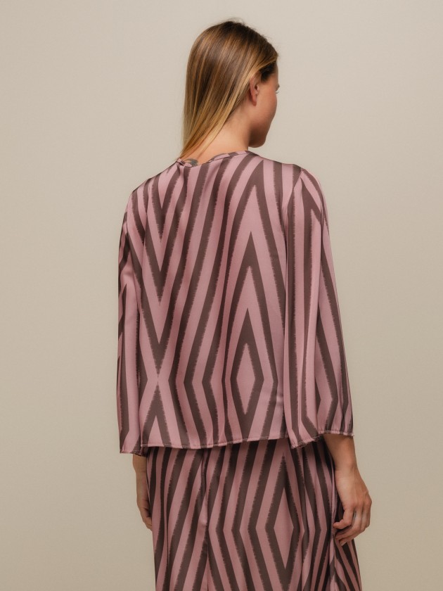 Satin blouse with geometric print