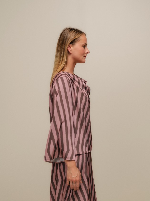 Satin blouse with geometric print