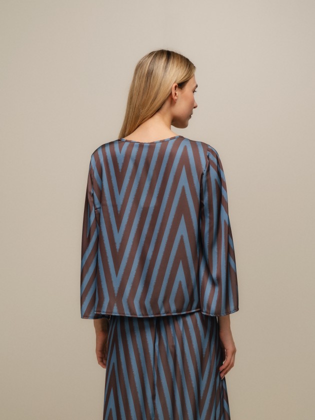 Satin blouse with geometric print