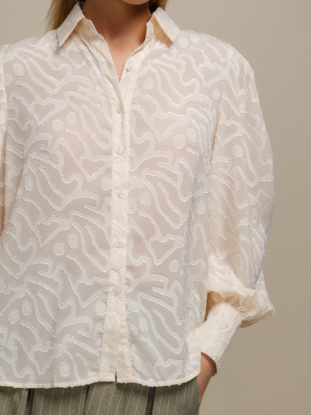 Shirt with semi-transparent fabric