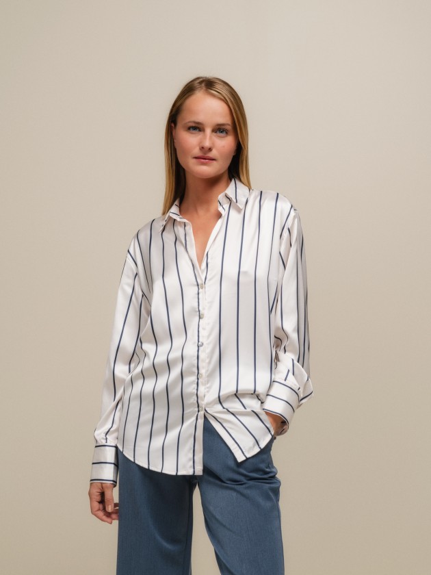 Striped satin shirt