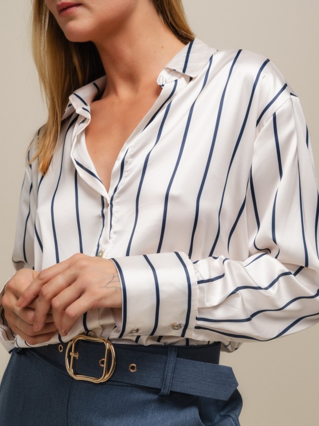 Striped satin shirt