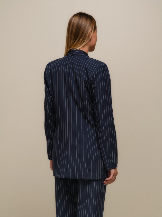 Diplomatic stripe straight blazer