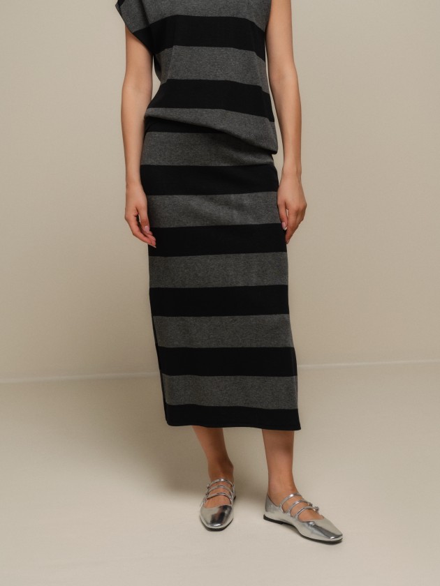 Striped midi skirt