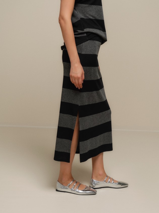 Striped midi skirt